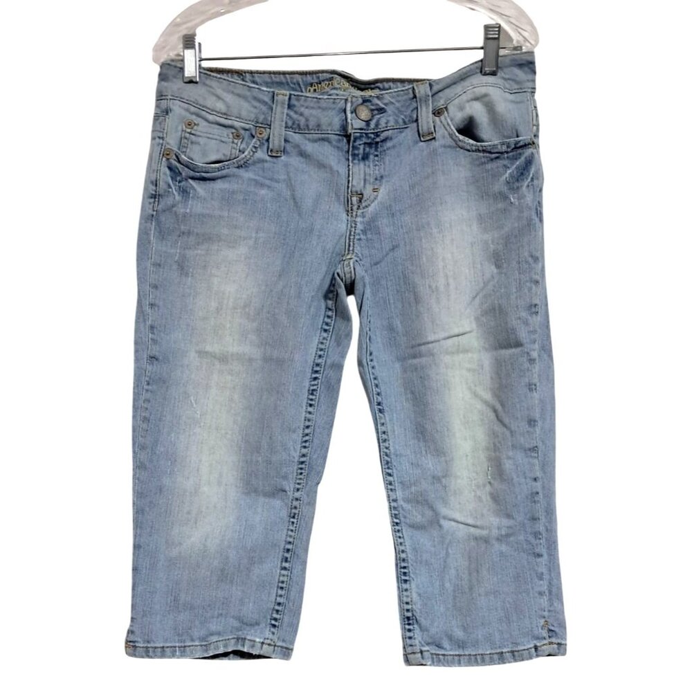 Y2K American Eagle‎ Denim Jean Jorts Womens 10 Reg Low Rise Distressed Capri